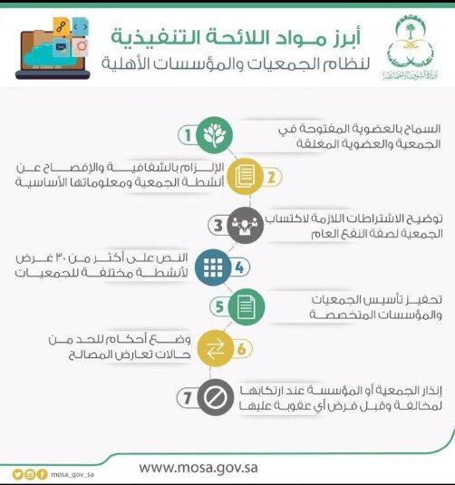نظام الجمعيات والمؤسسات الأهلية، مواد ولوائح تنفيذية.